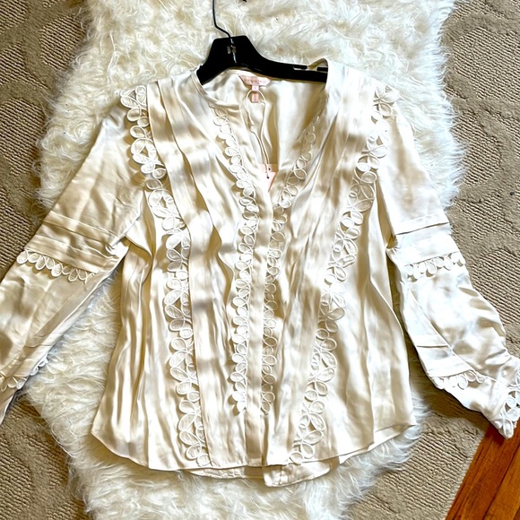 Rebecca Taylor Beige Embroidered Blouse - Picture 1 of 13